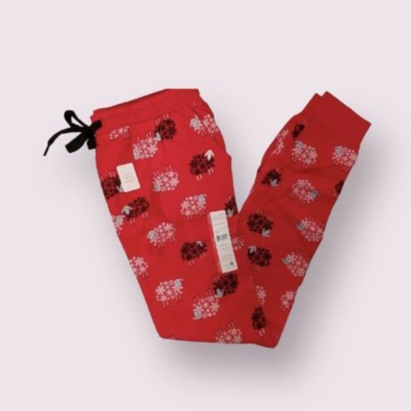 Secret Treasures Sleep Pajama Pants Jogger Flannel Red Sheep Snowflakes XL 16-18 - Picture 2 of 3